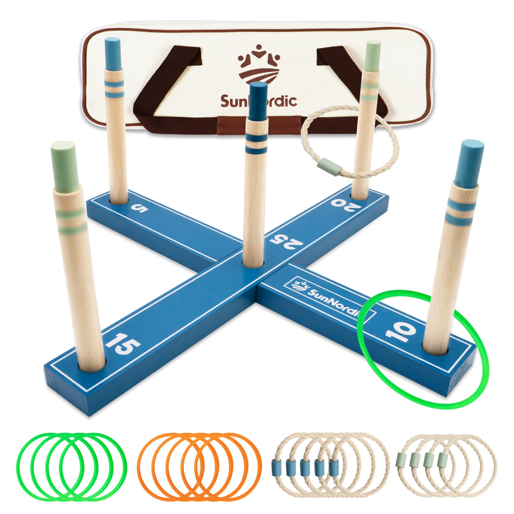 Amazon.com : SunNordic Outdoor Ring Toss Game Set, Wooden Lawn